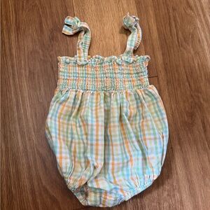 Plaid Kids One Piece in Orange and Green